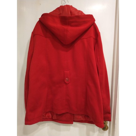 Yoki Red fleece hooded peacoat, size 3X - Picture 2 of 3